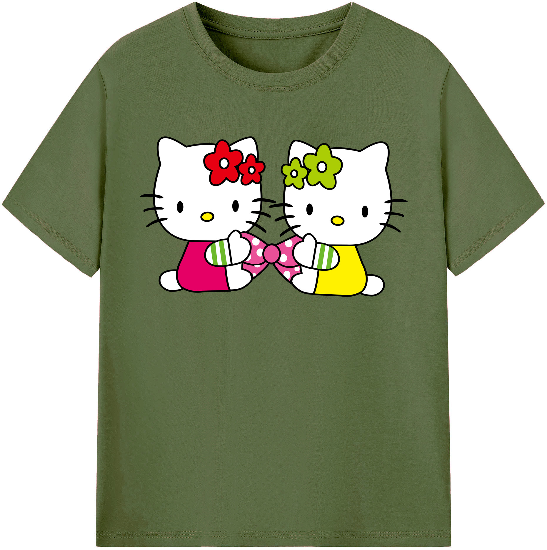 （画像用） Hello Kitty ハローキティ 綿100％半袖Tシャツ（フロントプリント）